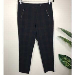 Gerard Darel Paris Womens 40 Pants Plaid Blue Brown Professional Classy Designer